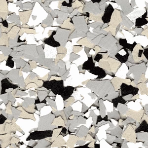 B-127 Cabin Fever Epoxy Flakes | White, Black, Tan & Grey Chips | Concrete Floor Supply
