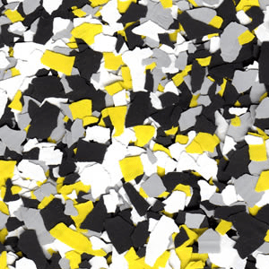 yellow and black epoxy flakes