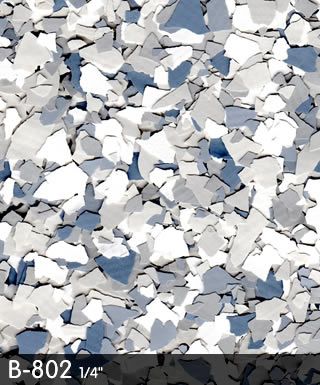 B-802 Sea Mist Epoxy Chips | Blue, White & Grey Colored Flakes | Concrete Floor Supply