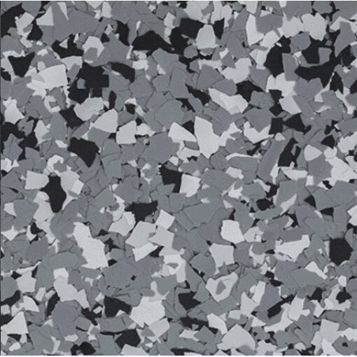 B-616 (Wombat) 1/4″ Epoxy Flakes | Black, Grey& White Chips | Concrete Floor Supply