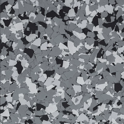 B-616 (Wombat) 1/4″ Epoxy Flakes | Black, Grey& White Chips | Concrete Floor Supply