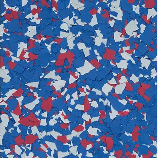B-219 Spangle ¼” 25lb | Blue, White & Red Epoxy Chips | Concrete Floor Supply