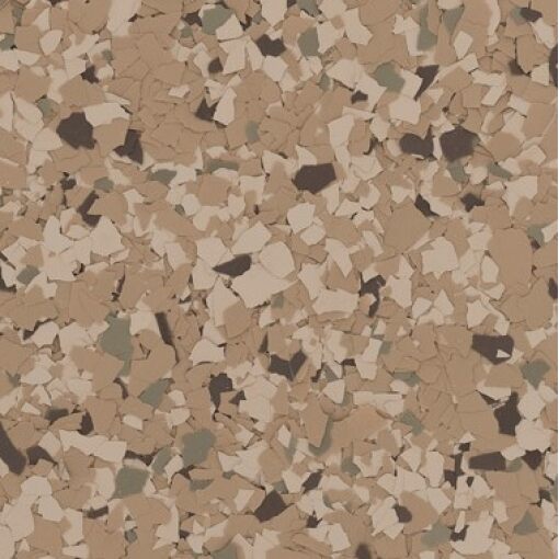 B-504 Safari ¼” Epoxy Flakes | Tan, Brown & Dark Brown Flakes | Concrete Floor Supply