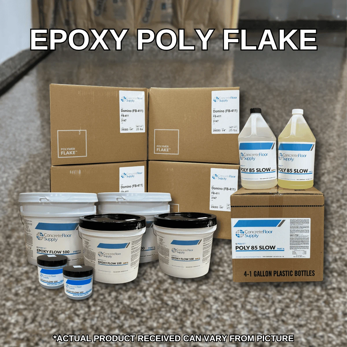 epoxy poly flake pre packaged concrete coating kit