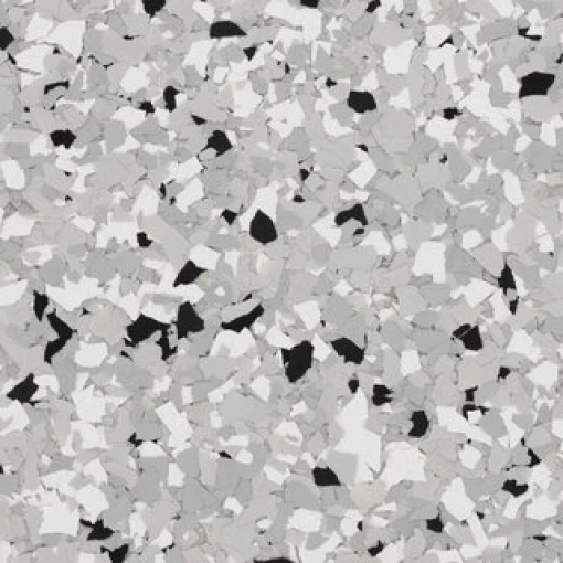 B-905 Feather Gray ¼” 25lb | Grays, White & Black Epoxy Chips | Concrete Floor Supply
